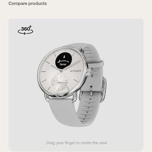 Withings Steel HR Hybrid Smartwatch — Silver Case with Light Gray Strap